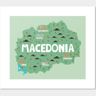 Macedonia Illustrated Map Posters and Art